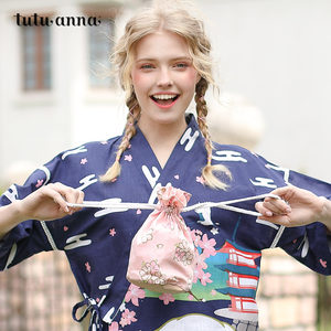 tutuanna和服手袋 简单方便日系风可爱小包 和风卡通甜美收纳袋