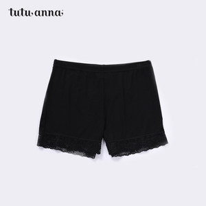 tutuanna安全裤女 春夏纯色低腰蕾丝小熊刺绣安全裤女亲肤防走光