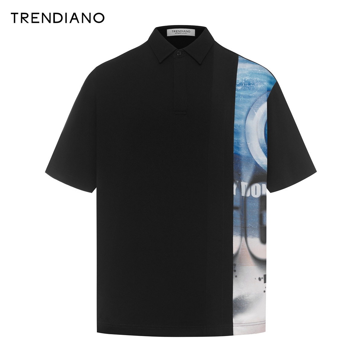 TRENDIANO艺术拼接Polo衫2024年夏季新款潮牌宽松休闲短袖上衣男 - 图3