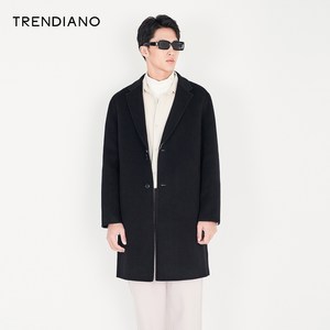 TRENDIANO官方男装秋冬季新款中长款毛呢大衣外套男士潮牌