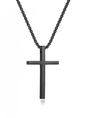2025欧美跨境钛钢十字架项链男女情侣款小清新简约个性小中大吊坠