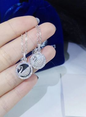 S925纯银白贝项链圆形吊坠贝壳