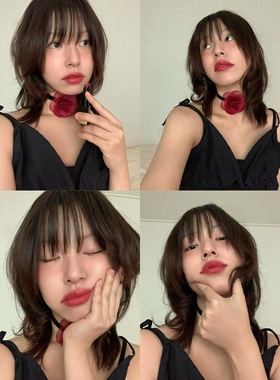 韩国博主同款红色玫瑰花项圈女