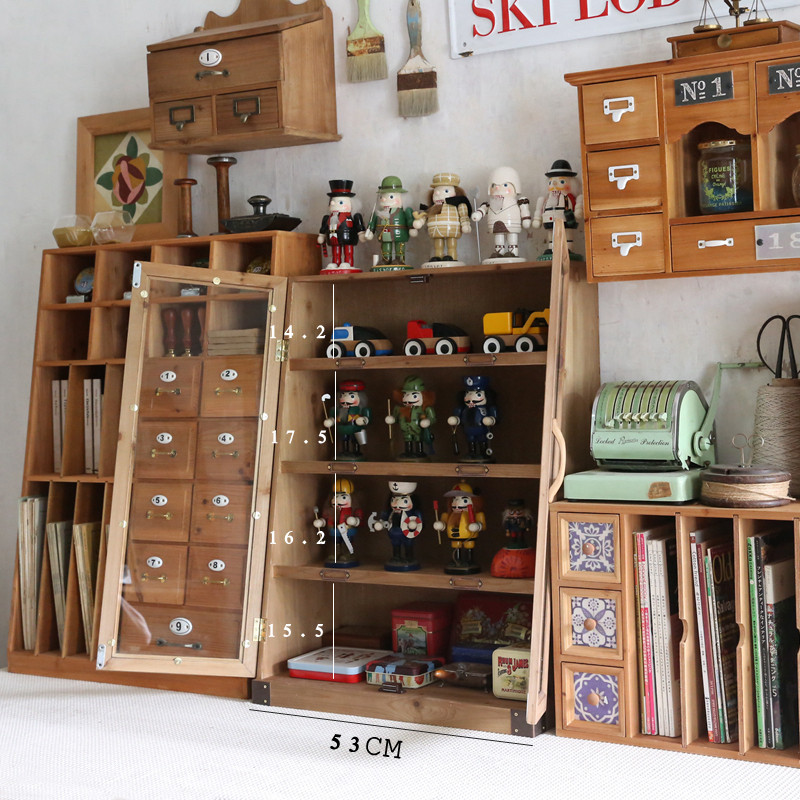 叁杉家居桌面书架盲盒化妆品茶具防尘收纳盒复古桌上柜杯子展示柜,淘宝优惠券,粉丝福利购,淘宝优惠卷