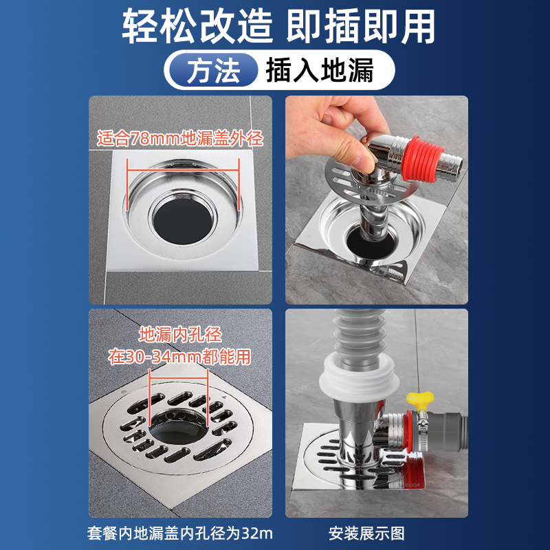 下水管三头通洗衣机排水管地漏专用接头双用防臭溢水分流器一分二-图3