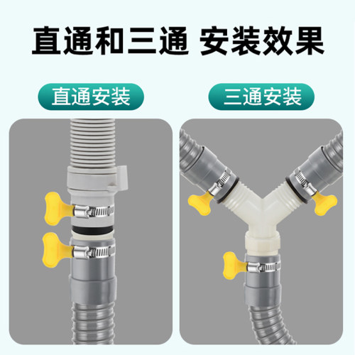 洗衣机排水三通接头Y型双用下水管三头通延长软管地漏接头排水管 - 图0