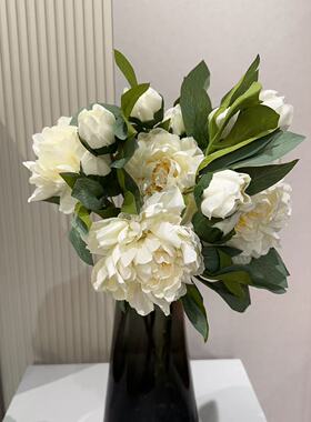 高档仿真牡丹花假花客厅摆设花束餐桌桌花装饰花塑料花绢花
