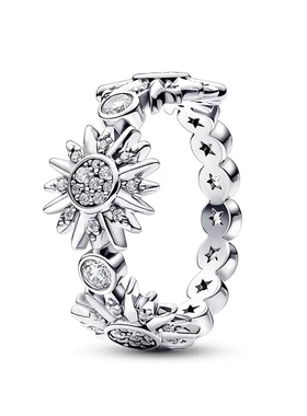 潘家S92纯银太阳系列新款集光戒指追光戒指太阳月亮开口戒指对戒