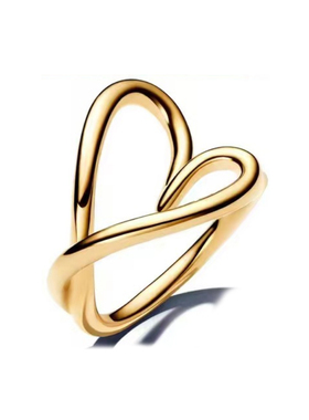 潘家S92纯银黄金色狮子戒指珍珠爱心戒指对戒