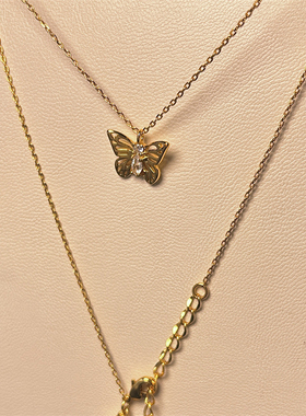 高品质铜镀金外贸首饰出口欧美大牌原单饰品镂空蝴蝶项链女