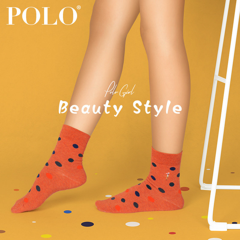 polo秋季中厚波点高筒休闲中筒袜 polo品棉短袜/打底袜/丝袜/美腿袜