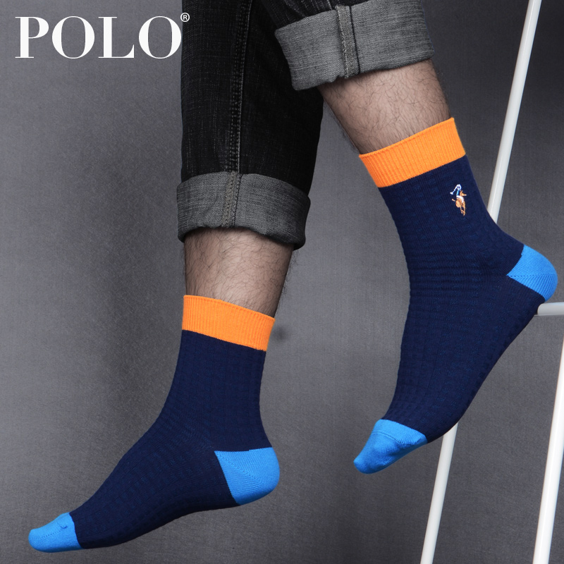 polo秋春季棉线袜男士中厚袜棉袜 polo品棉长筒袜