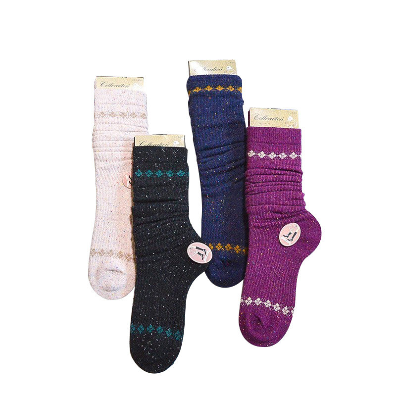 日本原单外贸秋冬女士中长筒堆堆女袜彩棉线针织冬季厚袜子纯色,淘宝优惠券,粉丝福利购,淘宝优惠卷