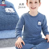 Детское удерживающее тепло нижнее белье, хлопковый комплект, хлопковое демисезонное термобелье для мальчиков, увеличенная толщина