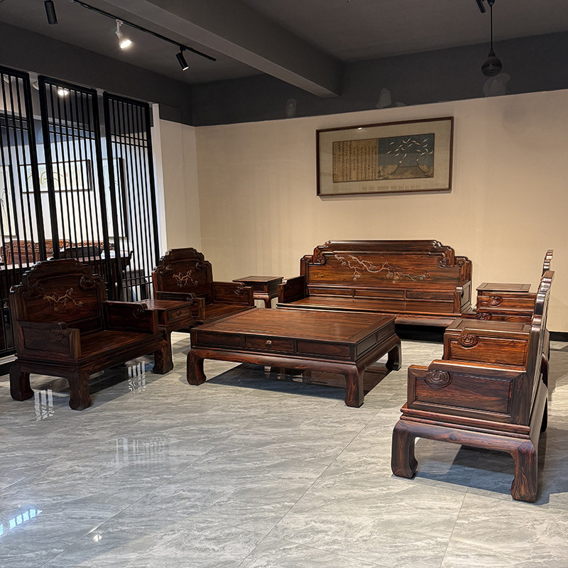 东阳国标红木印尼黑酸枝沙发组合客厅阔叶黄檀如意人生雕花沙发,淘宝优惠券,粉丝福利购,淘宝优惠卷