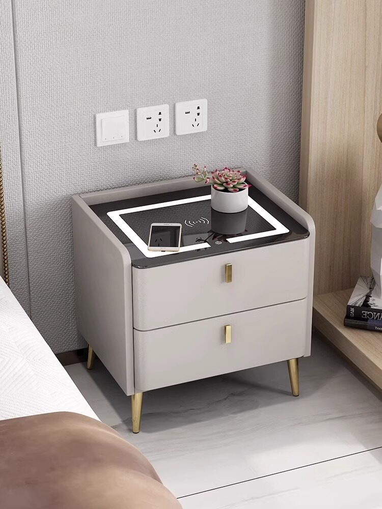 智能床头柜现代简约实木网红极简易主卧室多功能无线充电轻奢家用,淘宝优惠券,粉丝福利购,淘宝优惠卷
