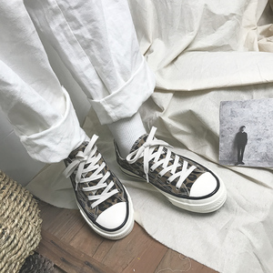 环球豹纹高帮帆布鞋