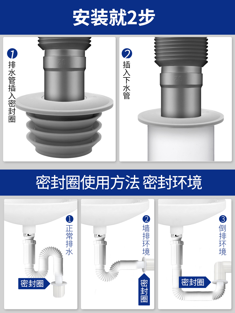 洗衣机下水管道防返臭神器防臭密封塞厨房卫生间地漏接头5075堵口-图2