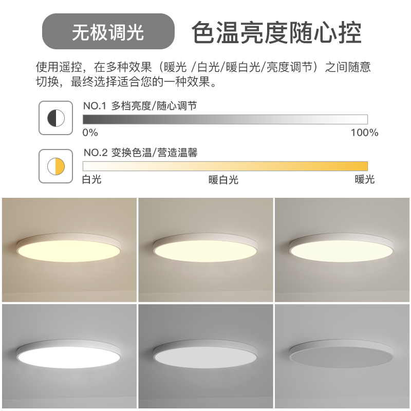 简约吸顶灯led现代圆形家用客厅灯主卧室灯中山房间书房超薄灯具 - 图2