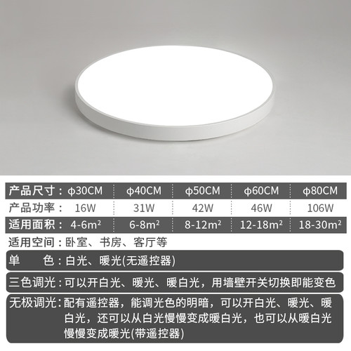 简约吸顶灯led现代圆形客厅灯创意主卧室灯房间超薄2026新款灯具 - 图3