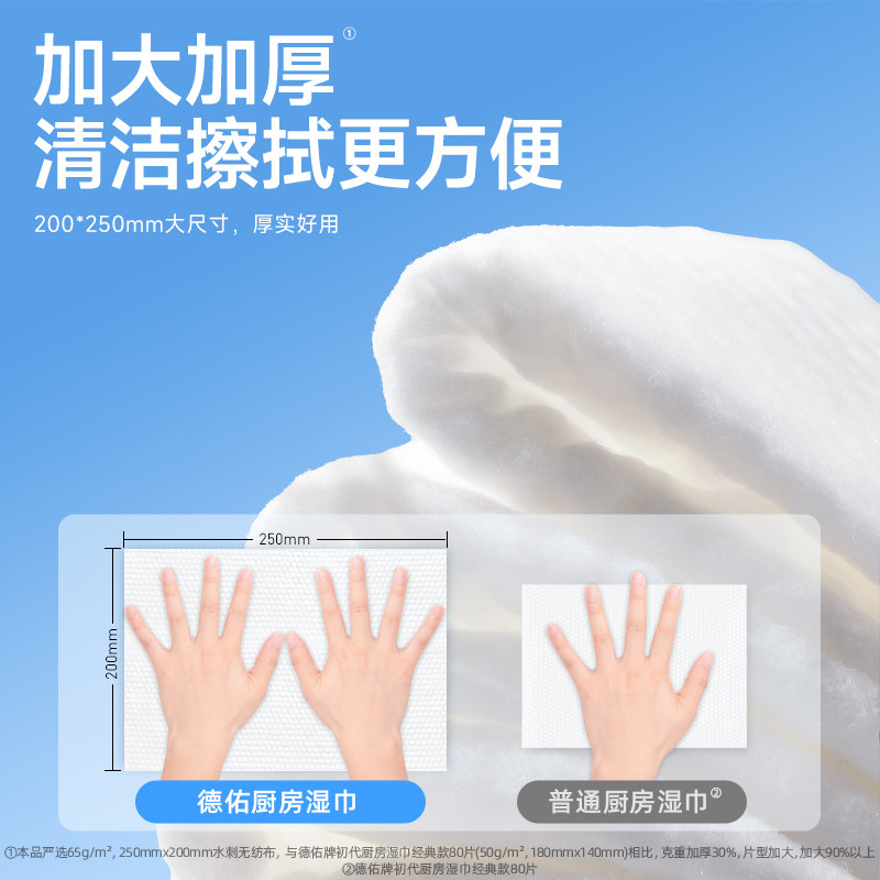 德佑厨房湿巾去油污湿巾加大加厚湿纸巾家用油烟机清洁去油湿巾纸,淘宝优惠券,粉丝福利购,淘宝优惠卷