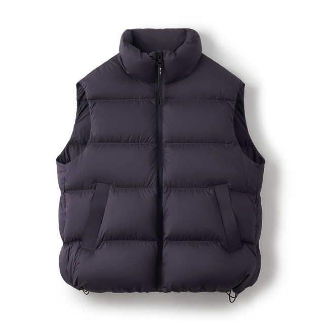 CLOUDSPACE hot-pressed rubber vest 90 white duck down stand-up collar silhouette slightly matte winter down vest