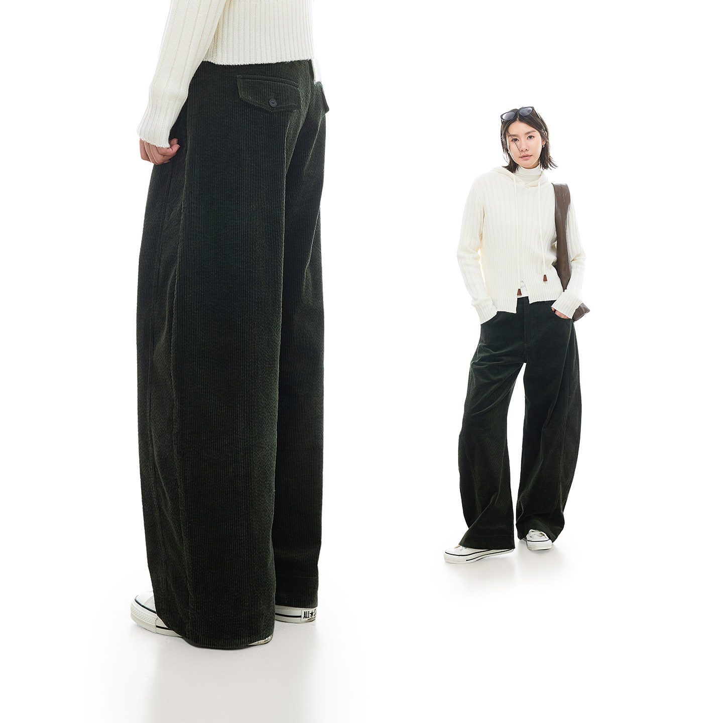 CLOUDSPACE【秋千裤】坑条肌理灯芯绒弧形阔腿裤2025冬加绒裤子女,淘宝优惠券,粉丝福利购,淘宝优惠卷