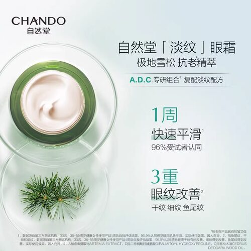 自然堂雪松眼霜提拉紧致抗皱淡化细纹干纹眼袋提亮官方旗舰店正品 - 图1