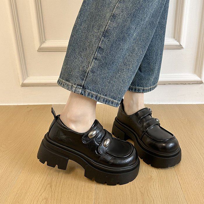 真皮厚底松糕小皮鞋2026新款春季英伦风乐福鞋百搭增高日系jk单鞋,淘宝优惠券,粉丝福利购,淘宝优惠卷