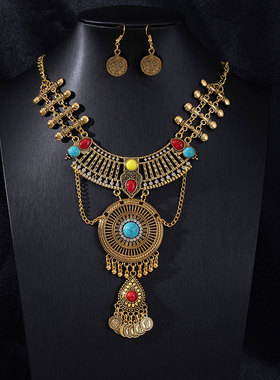 新中式异域风情西域锁骨链复古民族风流苏项链苗疆少女脖颈链配饰