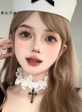 脖颈chokersm十字架项圈锁骨链项链颈带蕾丝lolita女项圈配饰