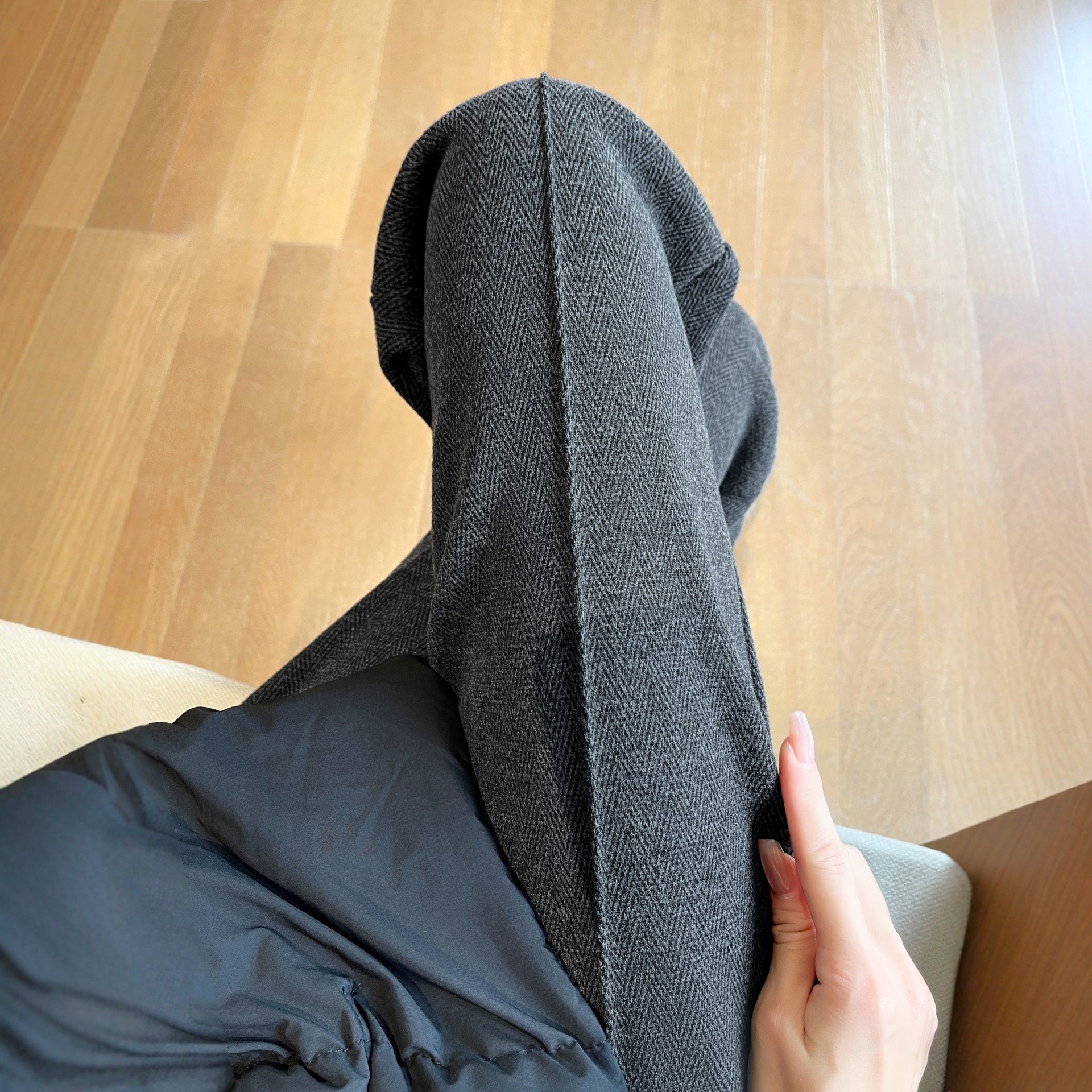 200斤大码胖mm黑色人字纹毛呢阔腿裤女秋冬加绒醋酸羊毛直筒裤子,淘宝优惠券,粉丝福利购,淘宝优惠卷