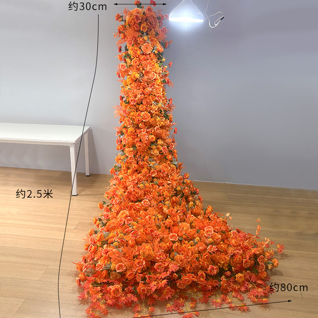 Orange waterfall simulation flower wall opening decoration