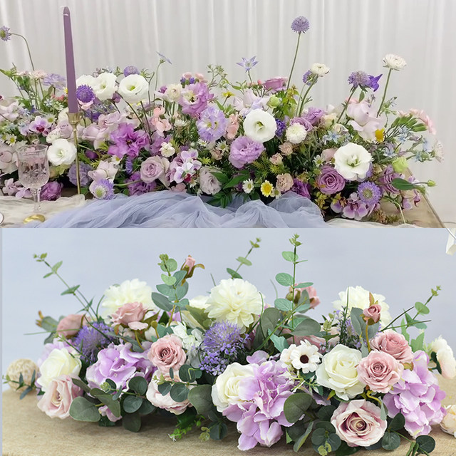 New natural style long dining table flower business decorations