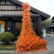 Orange waterfall simulation flower wall opening decoration
