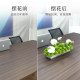 Conference table with flowers and green plants in the middle of the long table in the conference room