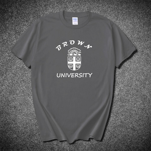 USA布朗大学圆领T恤Brown University纪念品校徽百搭纯棉短袖学生 - 图1