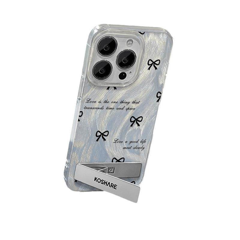 羽纱支架渐层羽纱黑色蝴蝶结适用苹 果15promax手机保护壳华为mate60pro荣耀100女OPPORe新vivox100小米多型,淘宝优惠券,粉丝福利购,淘宝优惠卷