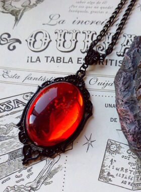 复古星尘哥特式石英水晶项链浮雕