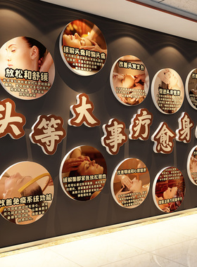 网红中医头疗店养发馆墙面装饰氛围布置文化形象美容院宣传海报贴