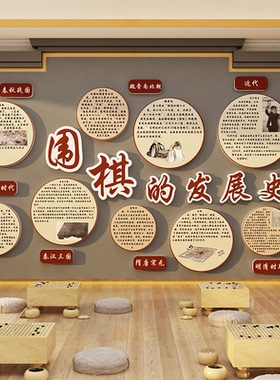 围棋教室布置装饰艺类区环创墙面贴纸挂画象培训机构班文化发展史