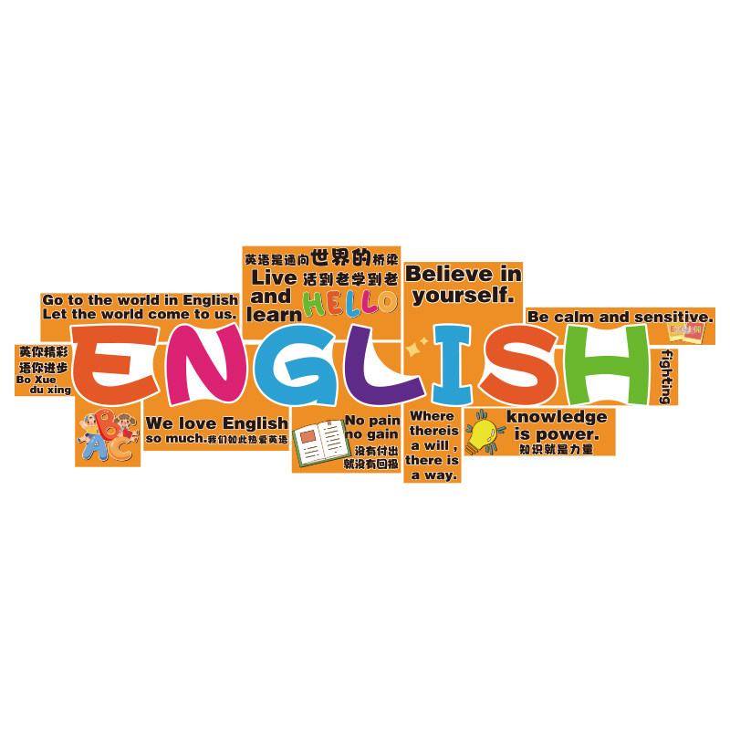 英语角教室布置装饰环创工作幼儿园托管班级文化培训机构墙面背景,淘宝优惠券,粉丝福利购,淘宝优惠卷