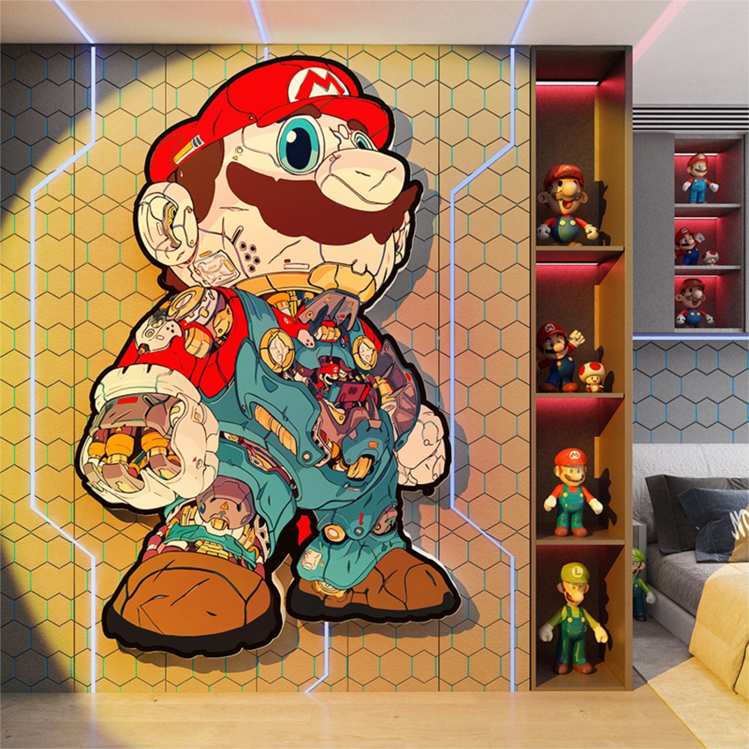 网吧马里奥砖块超级玛丽电竞玩城墙面装饰3d立体贴纸挂画房间游戏,淘宝优惠券,粉丝福利购,淘宝优惠卷