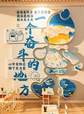 培训机构教室布置装饰班级文化墙贴自习初中考氛围励志标语黑板报
