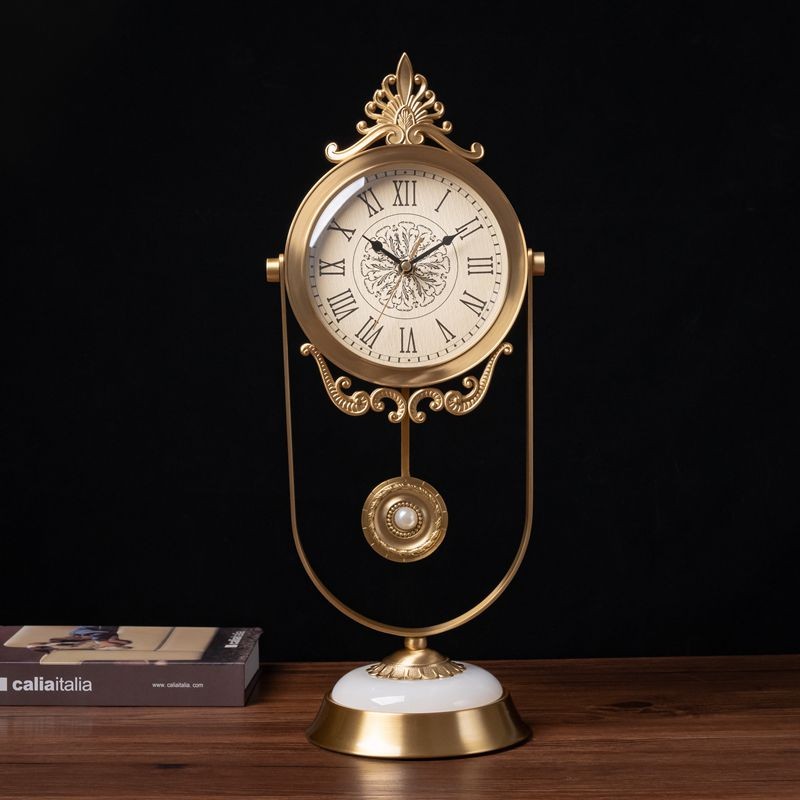 欧式纯铜座钟客厅玄关静音摆钟酒柜摆放台式钟表现代简约家用台钟,淘宝优惠券,粉丝福利购,淘宝优惠卷