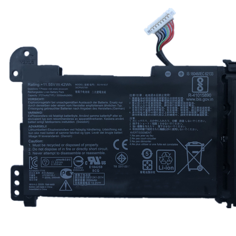 适用ASUS华硕S5100U电脑V580QR X510UN S510UQ笔记本电池B31N1637 - 图0