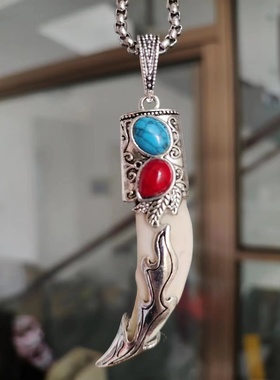 狼牙项链男士真品黑狗牙吊坠