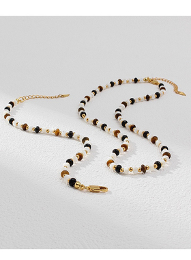 以美之名姚晨乔杨同款棕色串珠项链高级感颈链百搭锁骨链2025新款