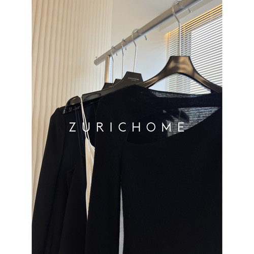 ZURICH HOME 2026新款 趣味前襟镂空设计 长袖一字领针织衫上衣 - 图3