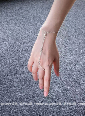 碎钻银环 手链女款手环简约百搭水晶连指手链性感辣妹配饰身体链